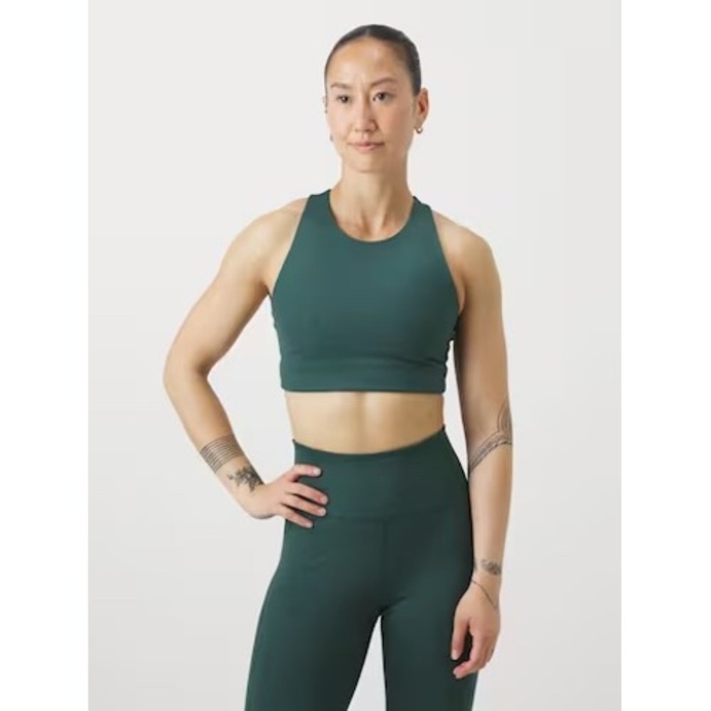 Girlfriend Collective Paloma Bra Moss Green Racerback Longline Sports Bra Large